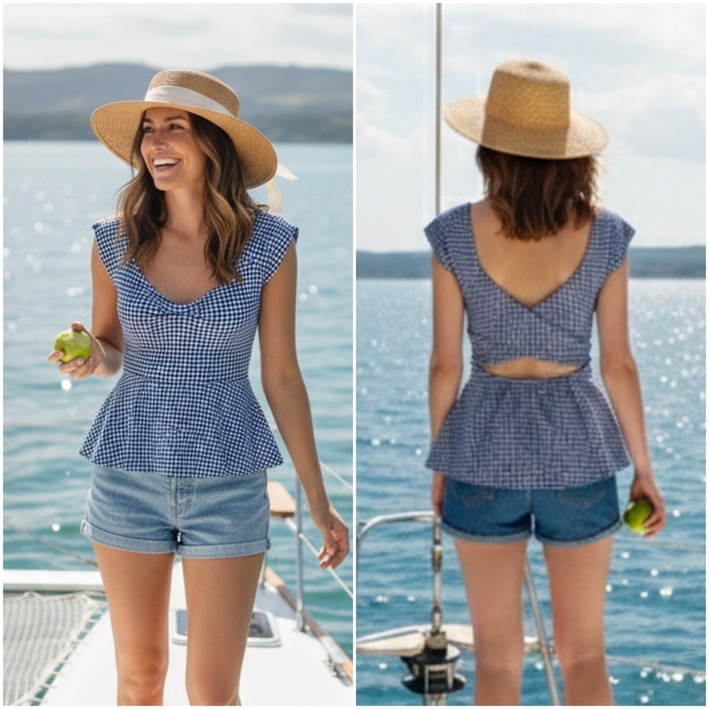 Anthropologie | Deletta Criss Cross Back Peplum Top